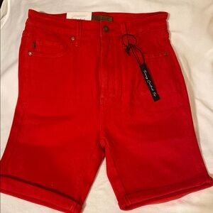Red Vibrant.Judy Blue Cuffed Shorts perfect for day & evening wear